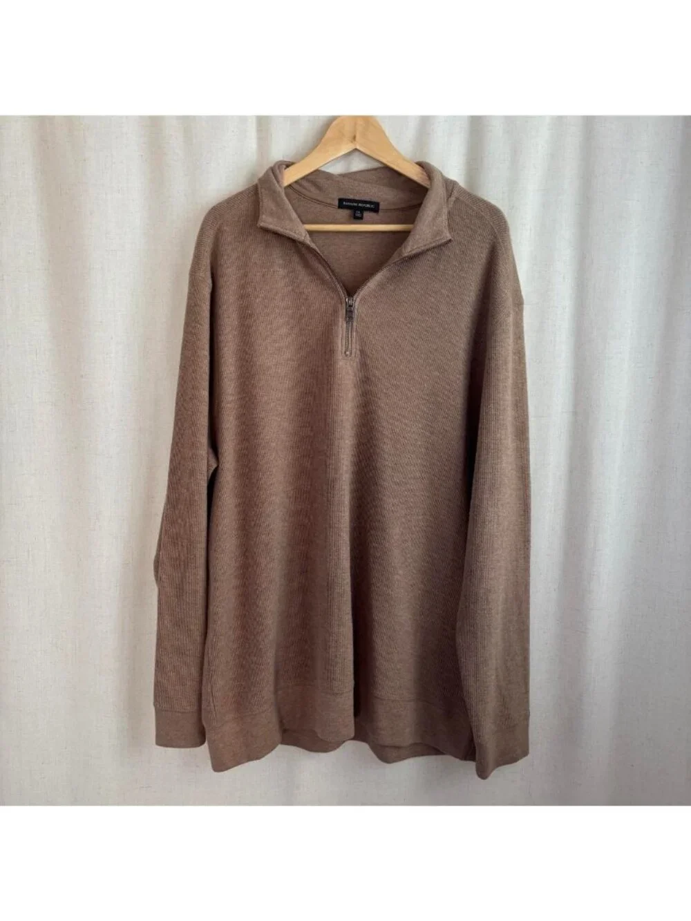 Banana Republic Quarter Zip Tan/Beige Sweater Mens/Unisex XXL